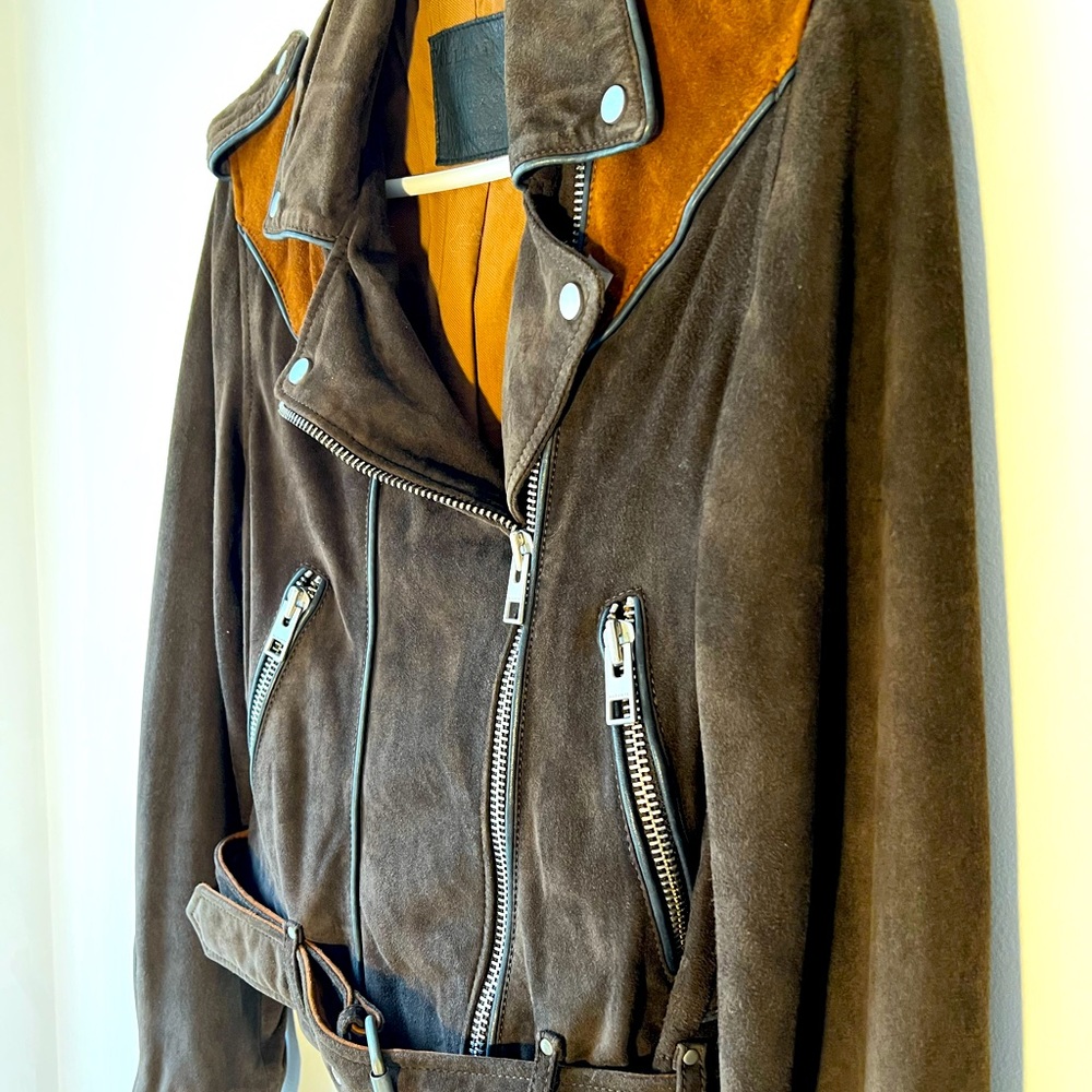 All saints brand new, no tags suede Brown and Rust leather jacket